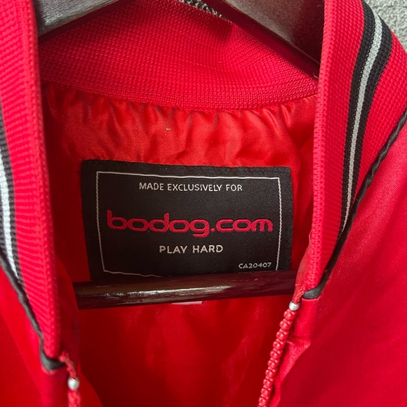 BoDog Casino Red Jacket, Play Hard, Red Black Shiny Jacket,Small Bomber Jacket, - Picture 7 of 10